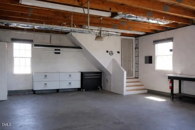 a view of a garage with window