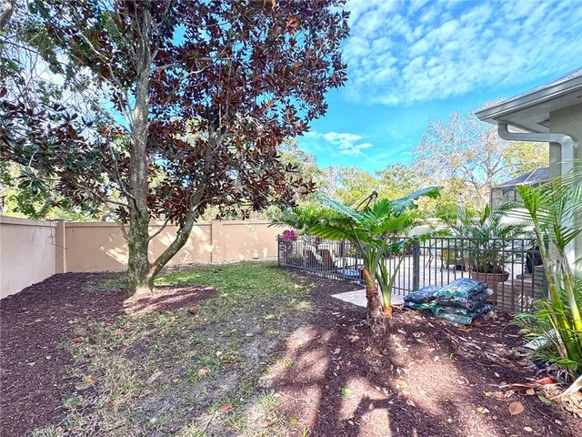 a backyard of a house with lots of green space