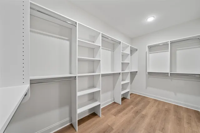 a view of an empty room with empty racks