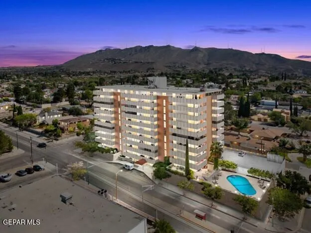 a view of city and mountain