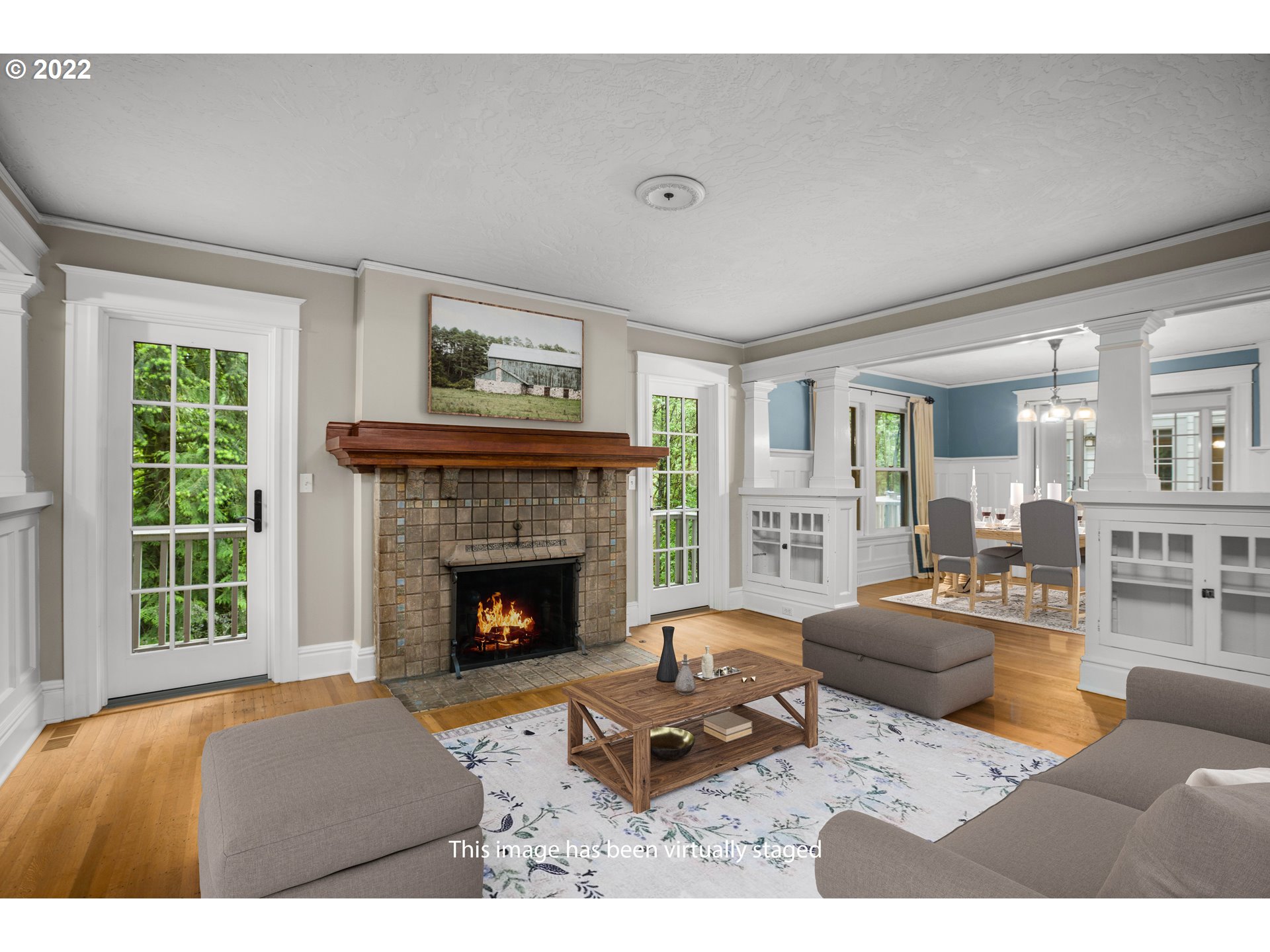 2554 Southwest Arden Road Portland, OR 97201 - Photo 3 of 26 a living room with furniture and a fireplace