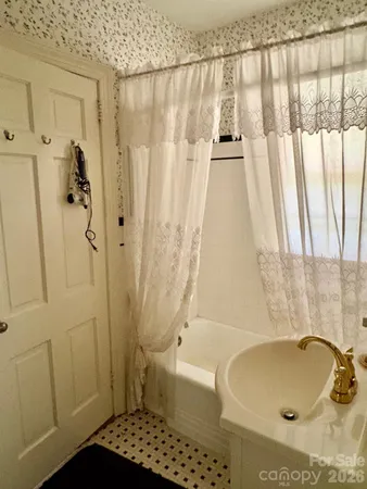 a bathroom with a sink and a shower
