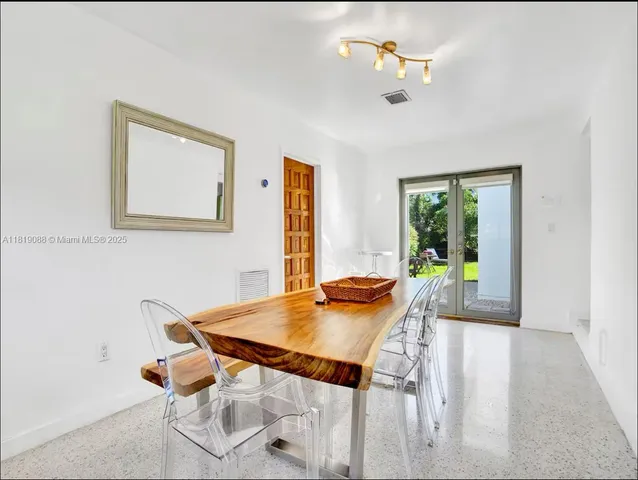 a workspace with furniture and a table