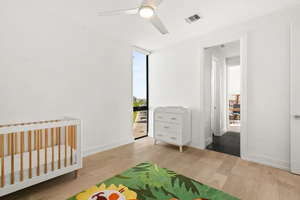 wooden floor and closet in a room