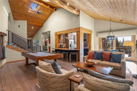 a view of a living room and dining room