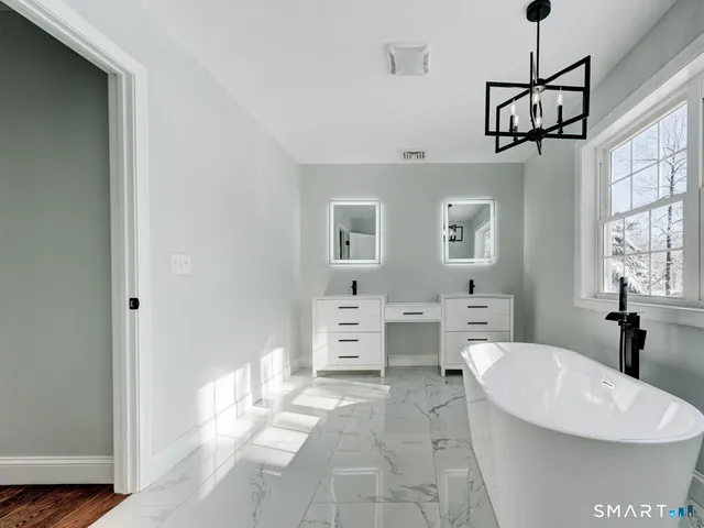 a view of cabinets and window