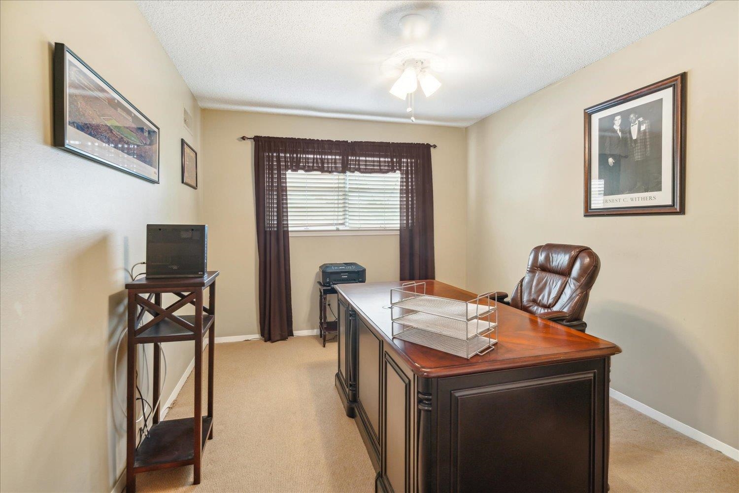 435 North Highland Street, Unit 2 Memphis, TN 38122 - Photo 19 of 26 Office area with light carpet, a textured ceiling, and ceiling fan