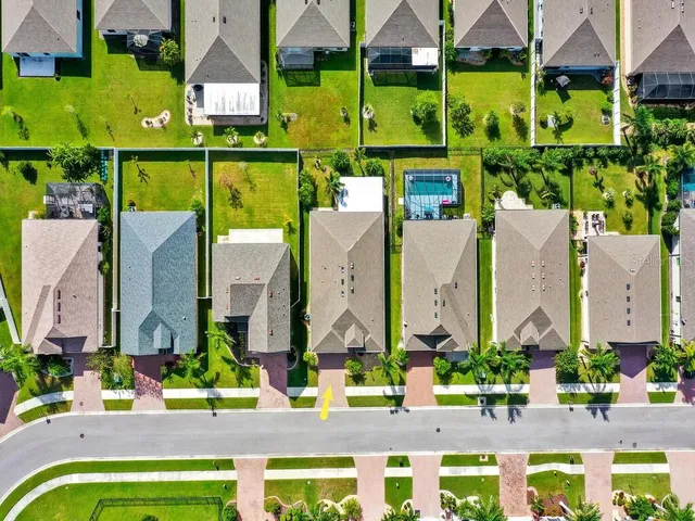an aerial view of multiple house