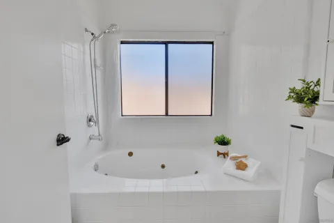 a workspace with furniture and window