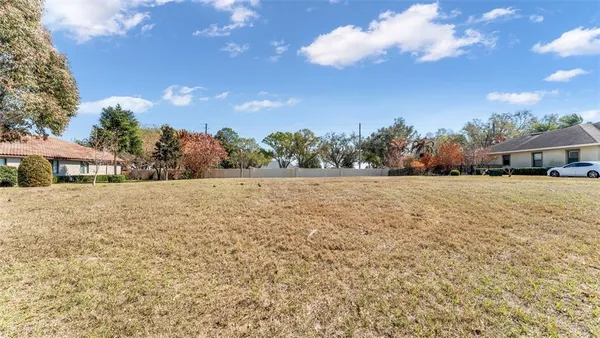 a view of open space with yard and trees