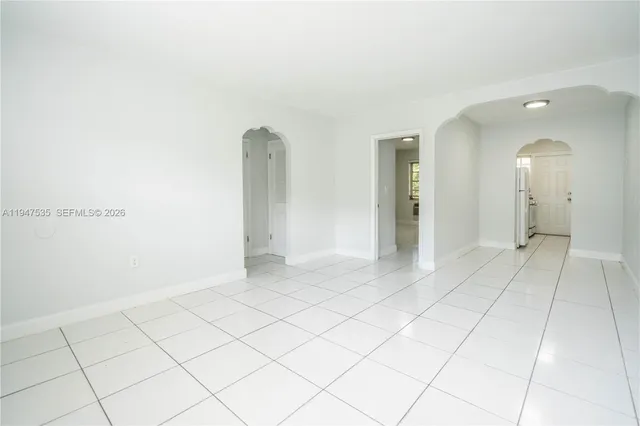 a view of a room with a bench