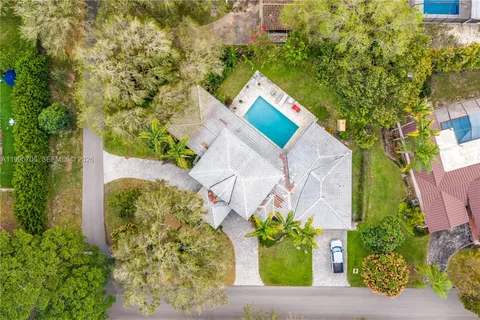 an aerial view of a house