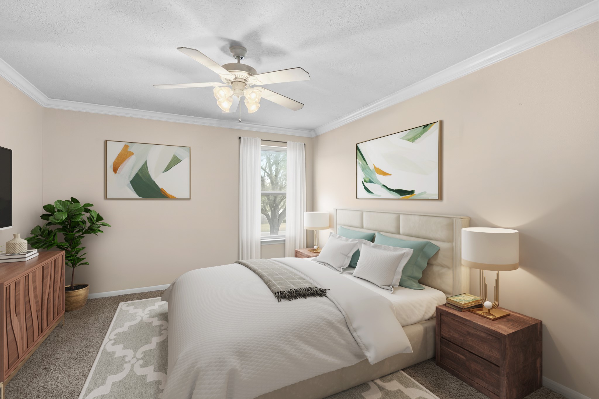 1319 Collier Point Lane Fresno, TX 77545 - Photo 25 of 33 a bedroom with a bed and a potted plant