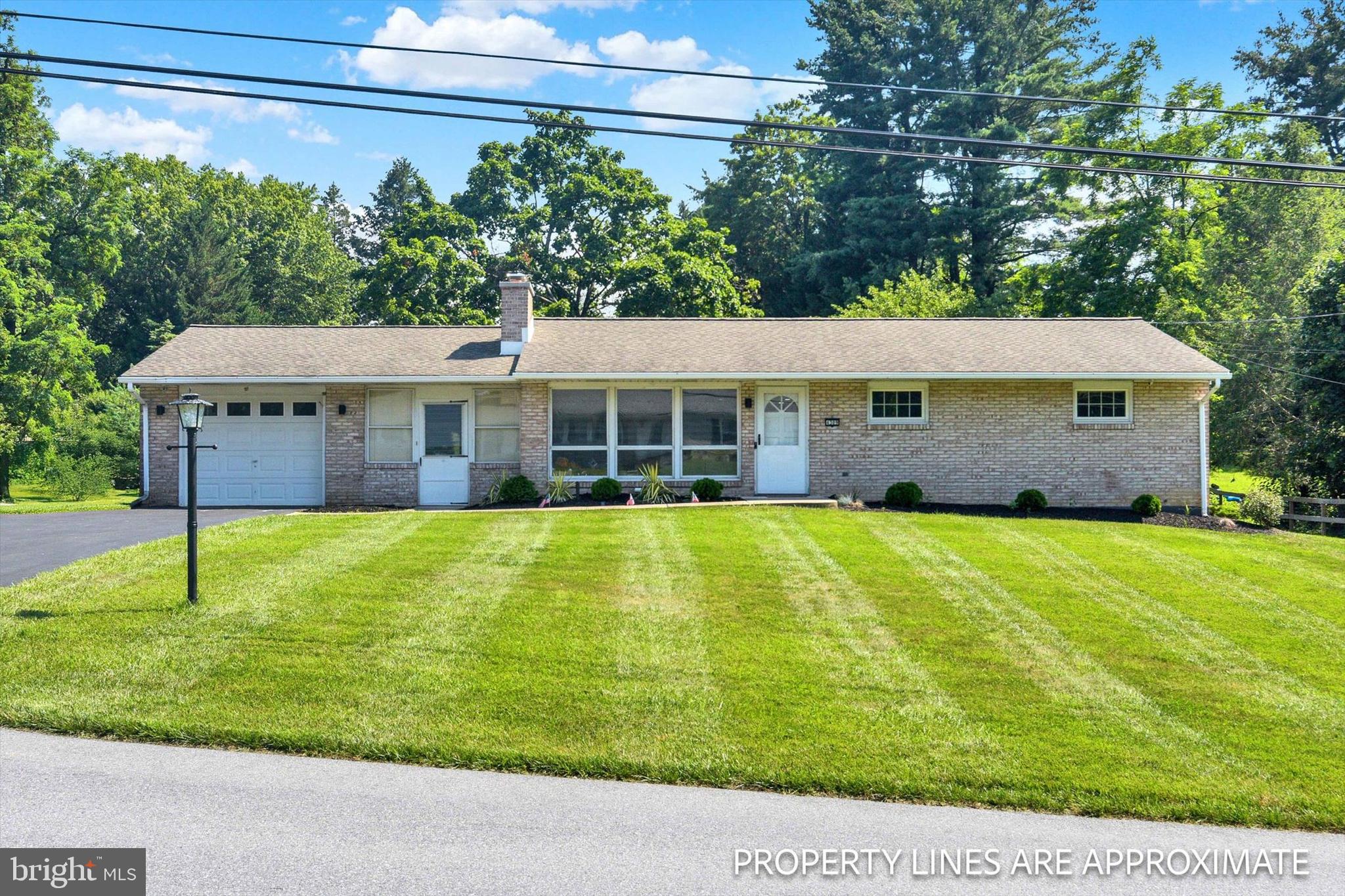 a view of a house with pool and a yard