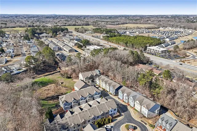 an aerial view of a house