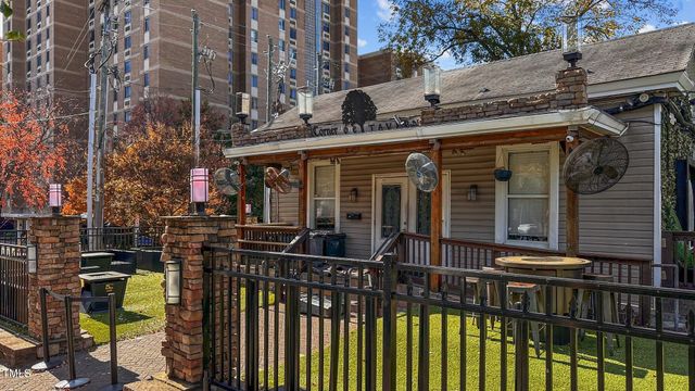 a outdoor space with lots of tables and chairs