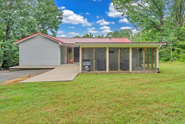 a view of a backyard with a garden