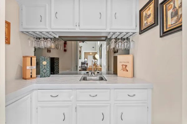 a view of a kitchen sink