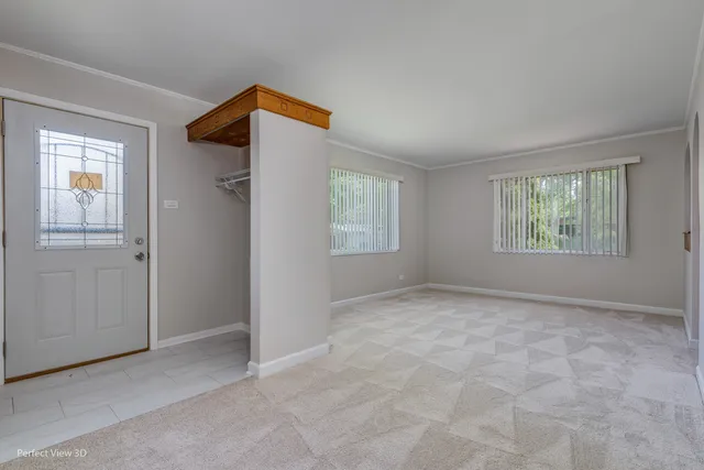 an empty room with windows