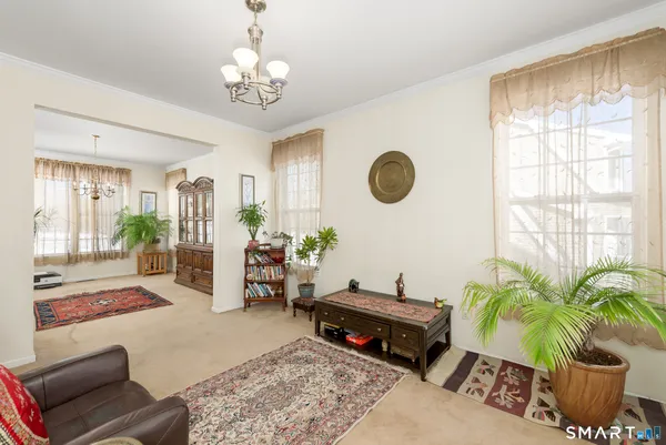 a living room with furniture flowerpot and window