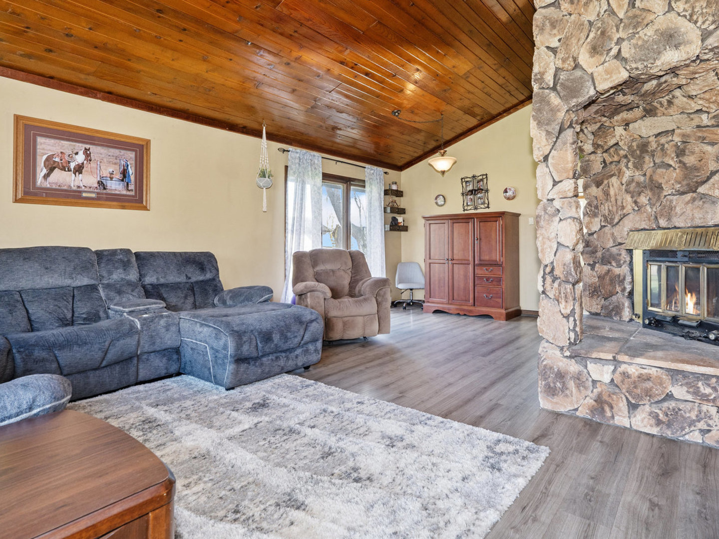 3541 East Danne Road Crete, IL 60417 - Photo 23 of 41 a living room with furniture and a fireplace