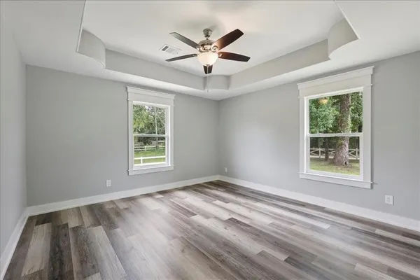 a view of cabinets and window