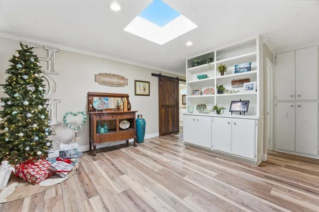 a bedroom with furniture and a bed