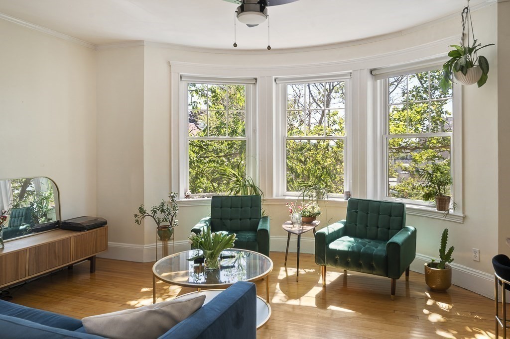 231 Rawson Road, Unit 6 Brookline, MA 02445 - Photo 3 of 11 a living room with furniture and a large window
