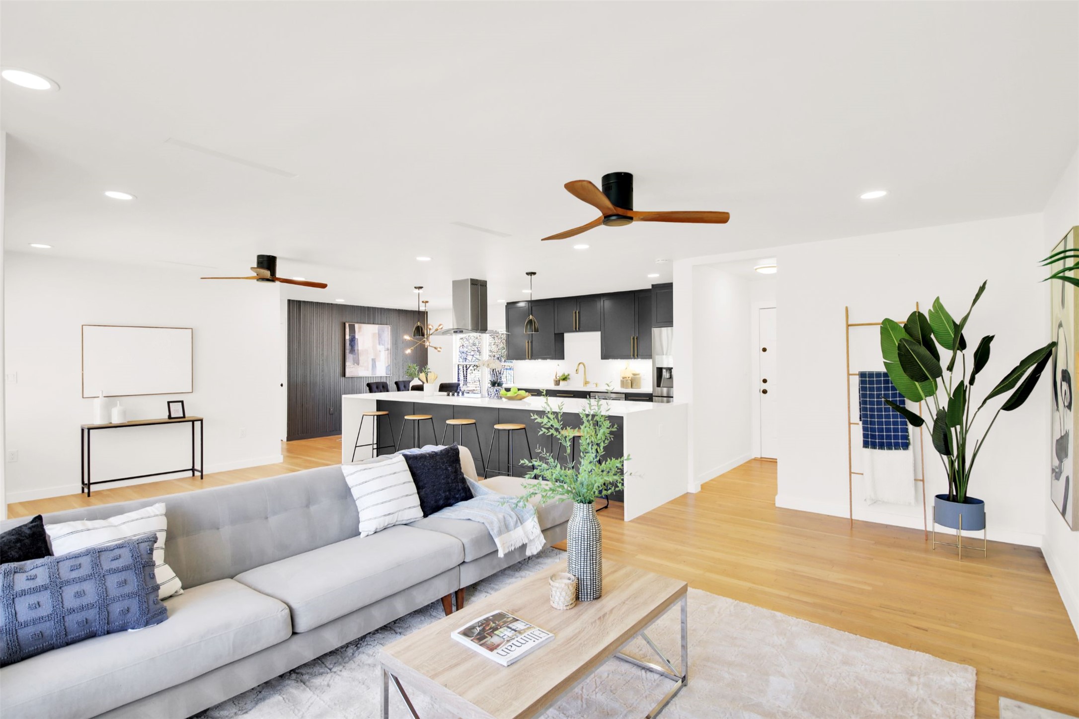 8904 Chisholm Lane Austin, TX 78748 - Photo 7 of 40 Living area with recessed lighting, light wood-type flooring, and a ceiling fan