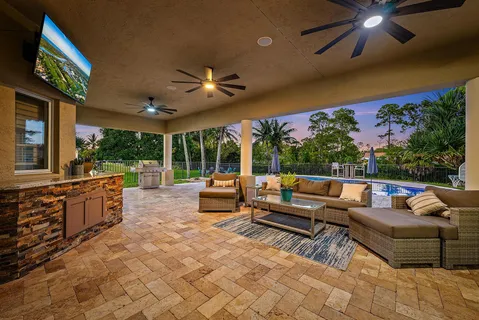 a outdoor living space with furniture