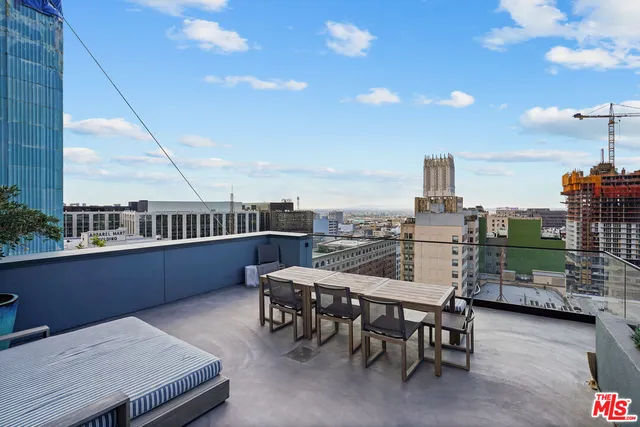 a view of a lobby with a chandelier