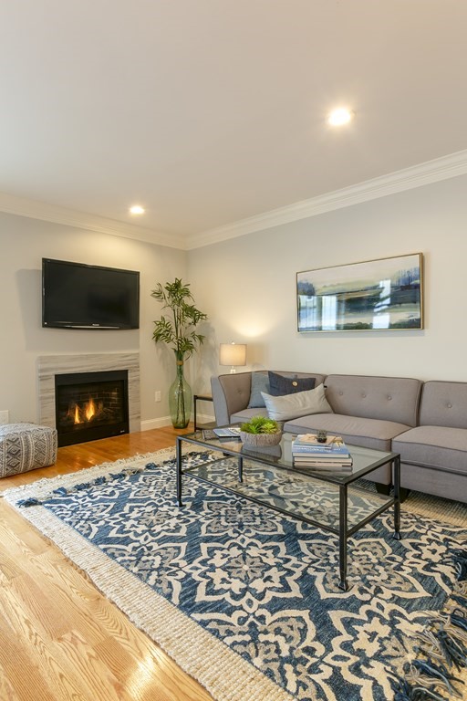211 West Street, Unit 211 Needham, MA 02494 - Photo 10 of 29 a living room with furniture and a fireplace