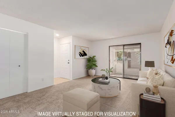 a view of a living room and a couch