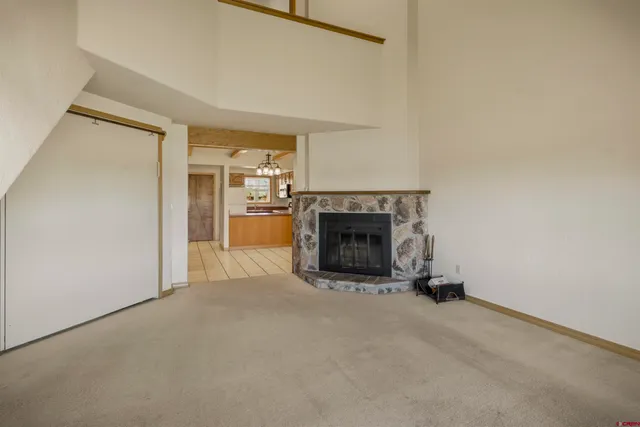 a view of a livingroom with a fireplace