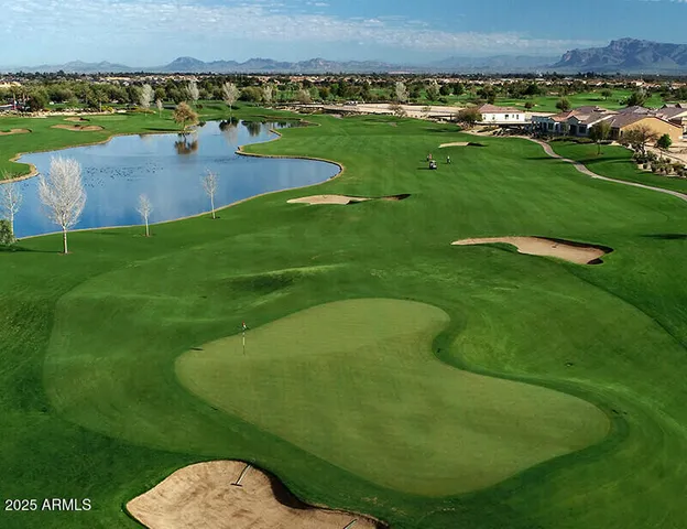 an aerial view of a garden