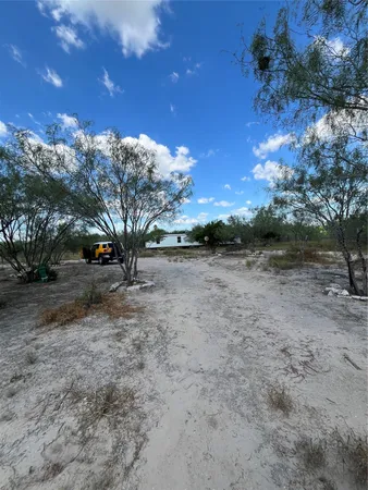 a view of road with large trees