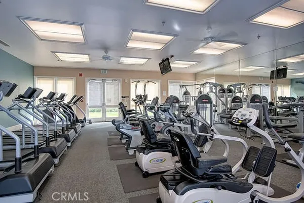 a view of a room with gym equipment