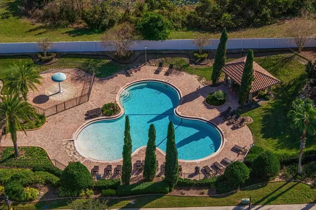 an aerial view of a house having outdoor space