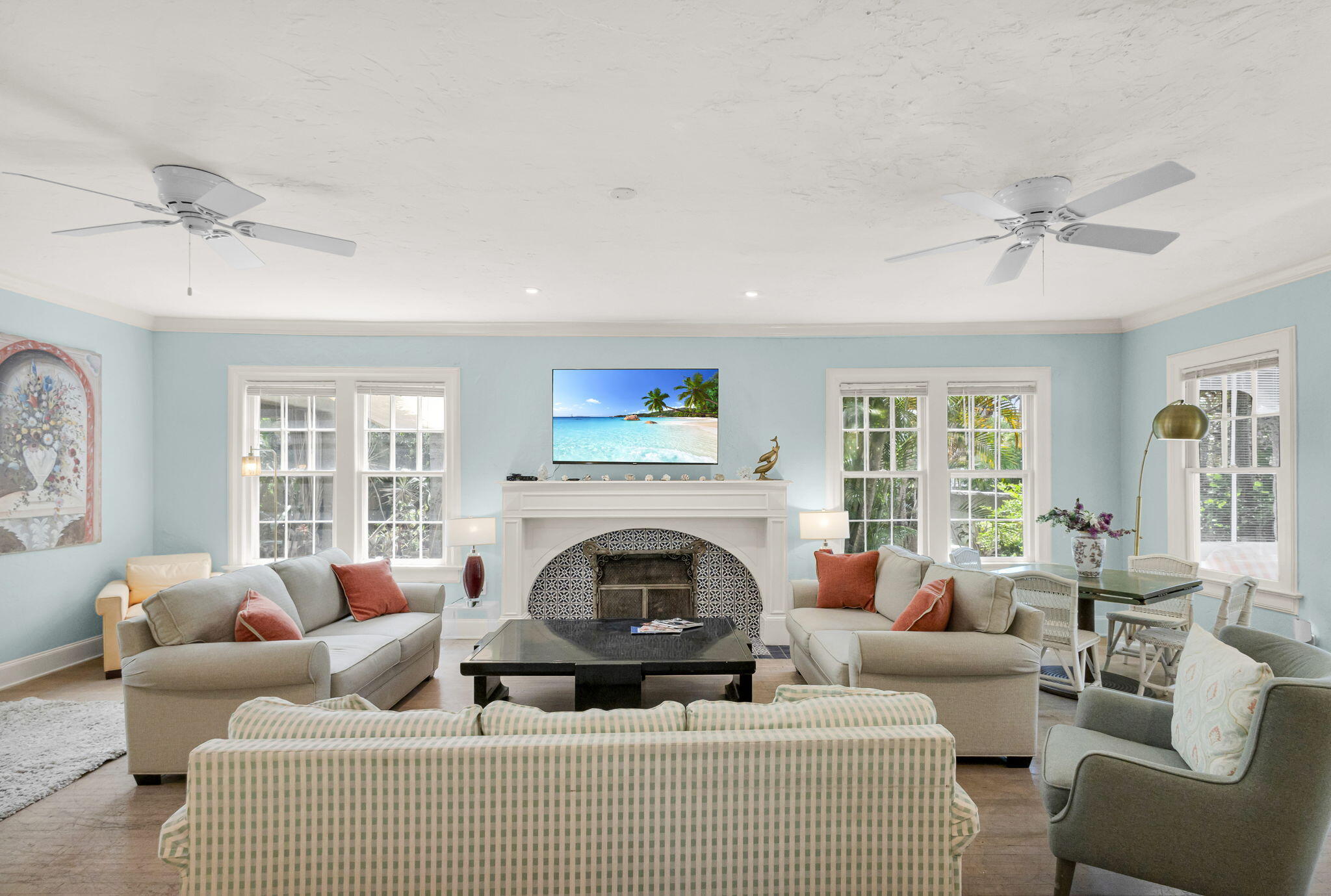 519 28th Street, Unit MAIN HOUSE West Palm Beach, FL 33407 - Photo 14 of 67 a living room with furniture and a fireplace