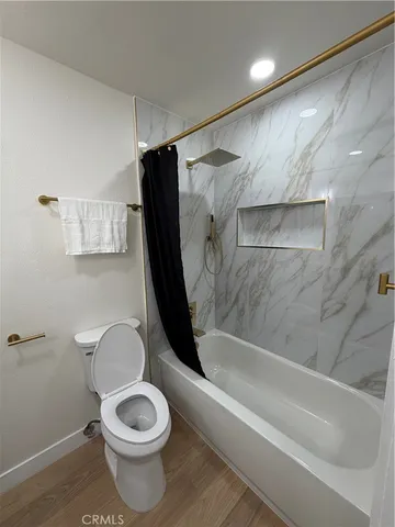 a bathroom with a toilet and a bathtub