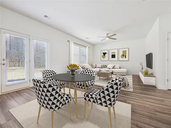 a living room with furniture