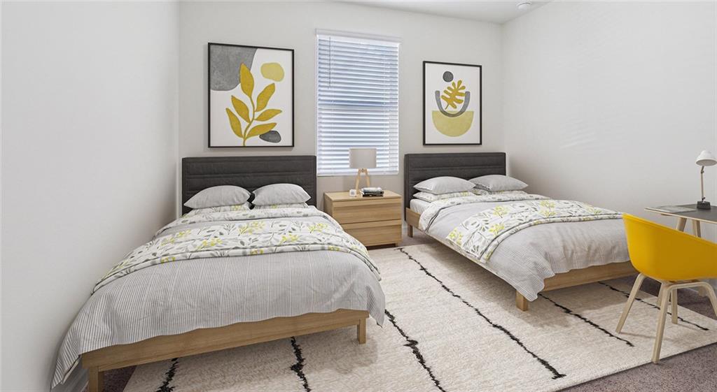 3373 Fence Road Northeast, Unit D2 Dacula, GA 30019 - Photo 33 of 36 a bedroom with two beds and a lamp