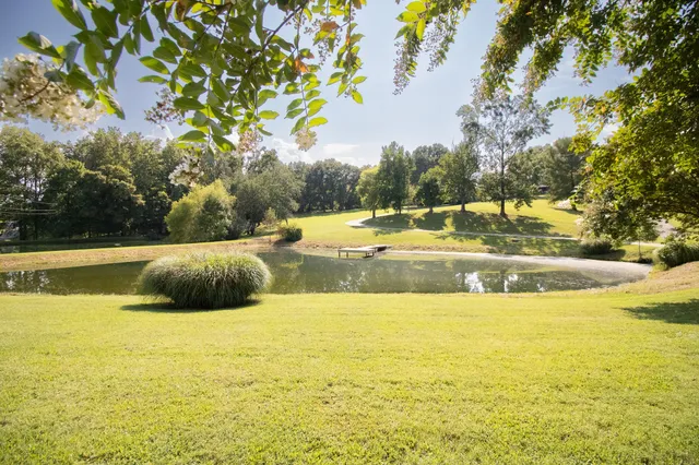 a view of a swimming pool with a patio