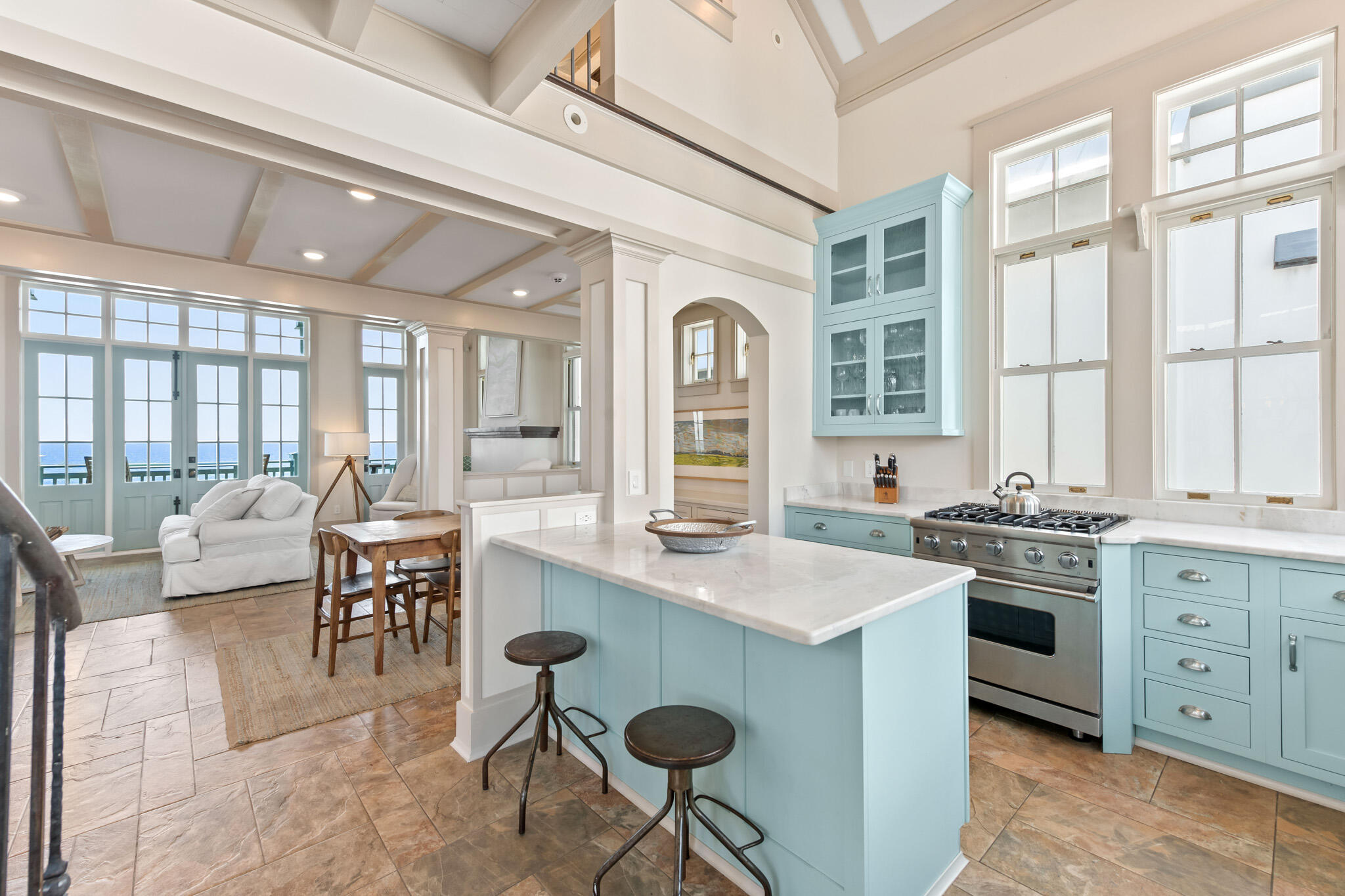 72 Windward Lane Inlet Beach, FL 32461 - Photo 29 of 88 a kitchen with stainless steel appliances granite countertop a stove and a refrigerator