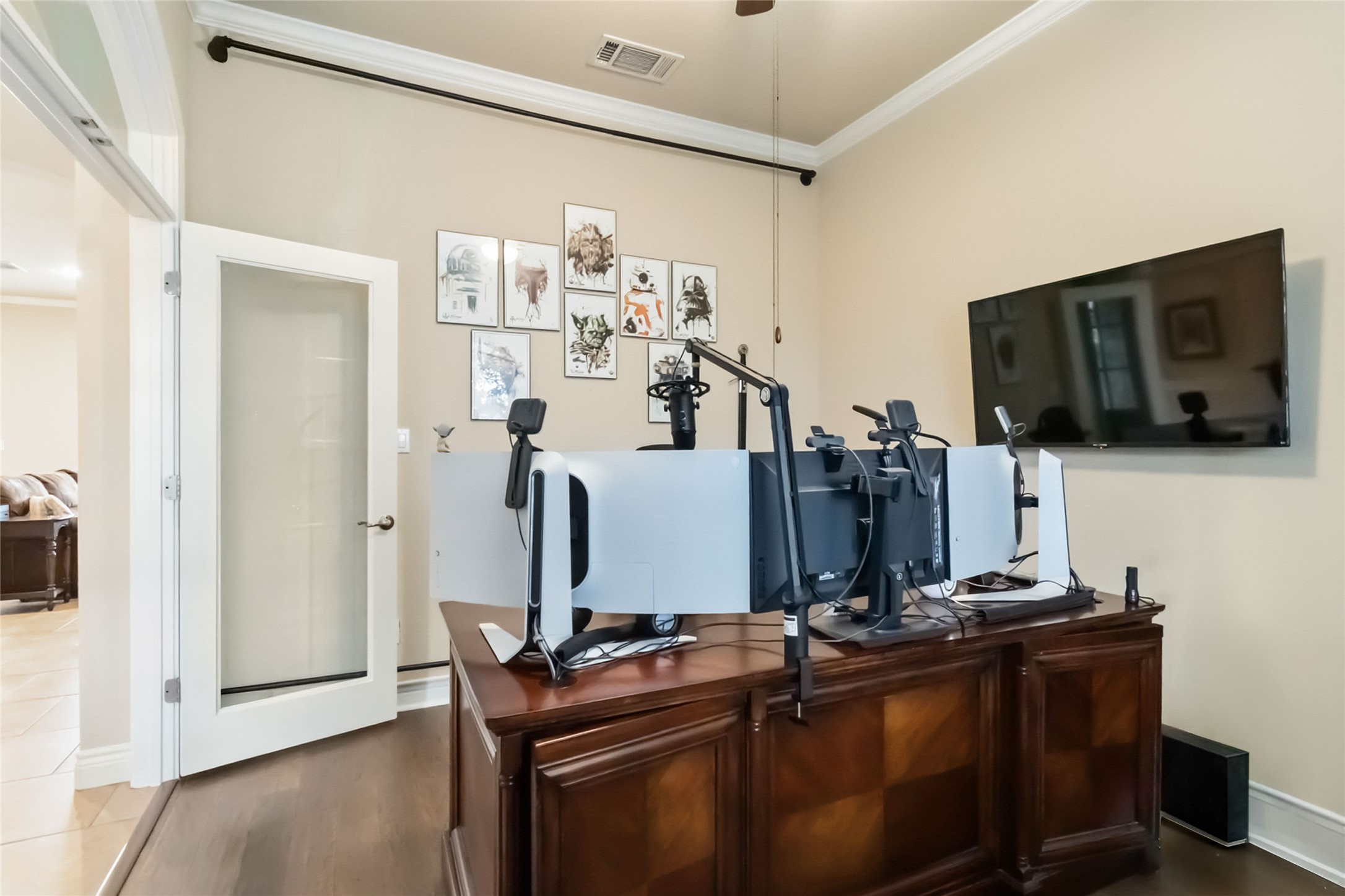 108 Standing Oak Drive Georgetown, TX 78633 - Photo 17 of 37 Alternate office view highlighting generous workspace, flexible layout options, and French door entry off the main living area.