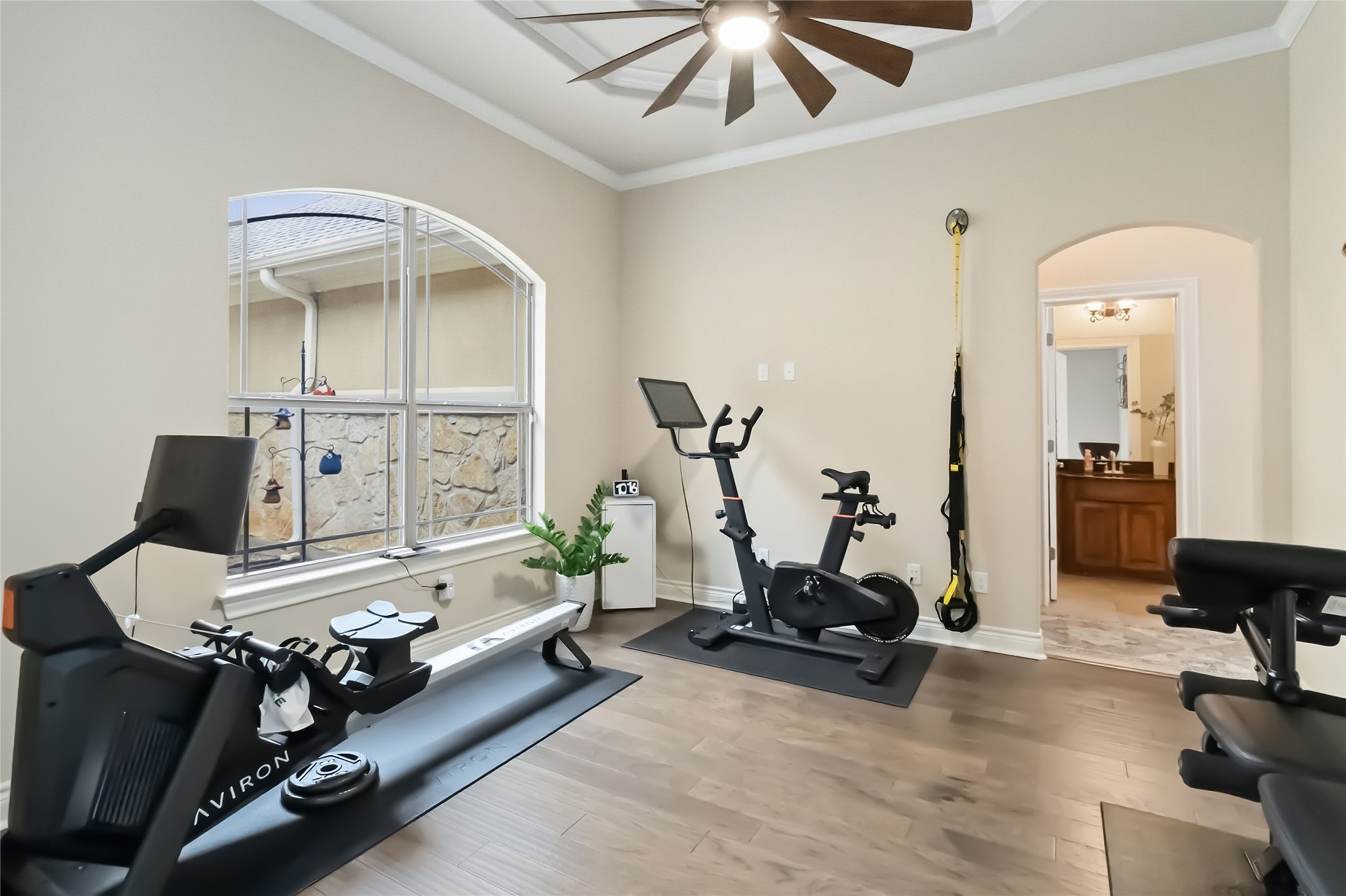 108 Standing Oak Drive Georgetown, TX 78633 - Photo 18 of 37 Multi-purpose flex room offering endless possibilities. Currently used as a home gym, but well suited for a workout studio, playroom, craft room, or bonus living space with convenient access to nearby bath.