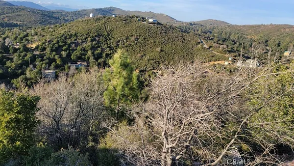 an aerial view of mountain with trees in the background