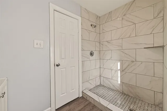 a bathroom with a shower