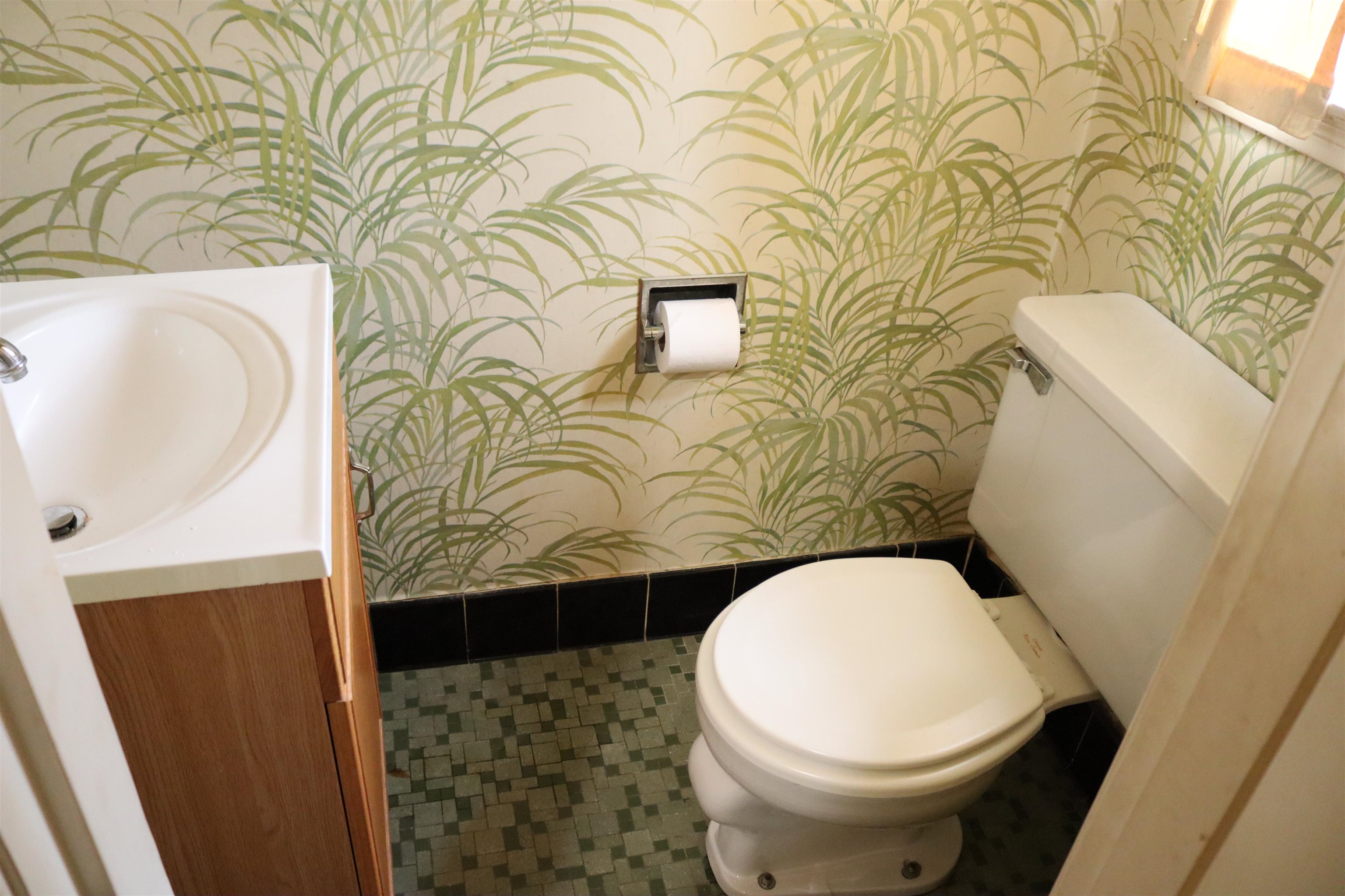 4090 Clearpool Circle Road Memphis, TN 38118 - Photo 6 of 7 Bathroom featuring toilet, tile patterned floors, vanity, and wallpapered walls