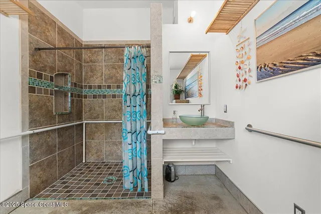 a bathroom with a shower